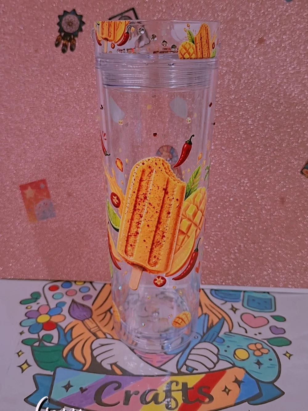 Clear Mango Popsicle Travel Tumbler by